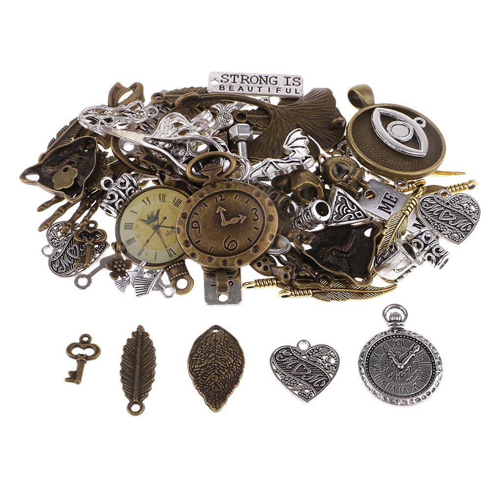 100 Grams Bulk Lots Ancient Steampunk Mix Charm Pendant Jewelry DIY Crafting