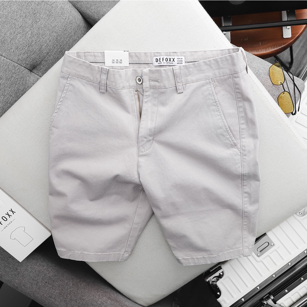 Quần short kaki nam DEFOXX màu xám trắng 211108 220406