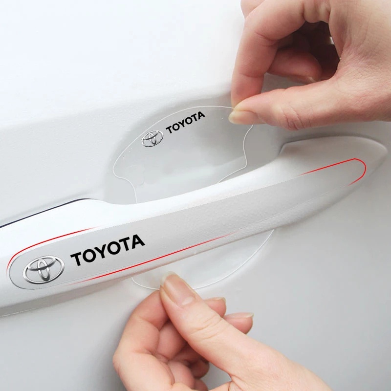 Set 8 miếng dán tay nắm cửa ô tô thiết kế trong suốt độc đáo dành cho Toyota Honda Hyundai KIA Mitsubishi