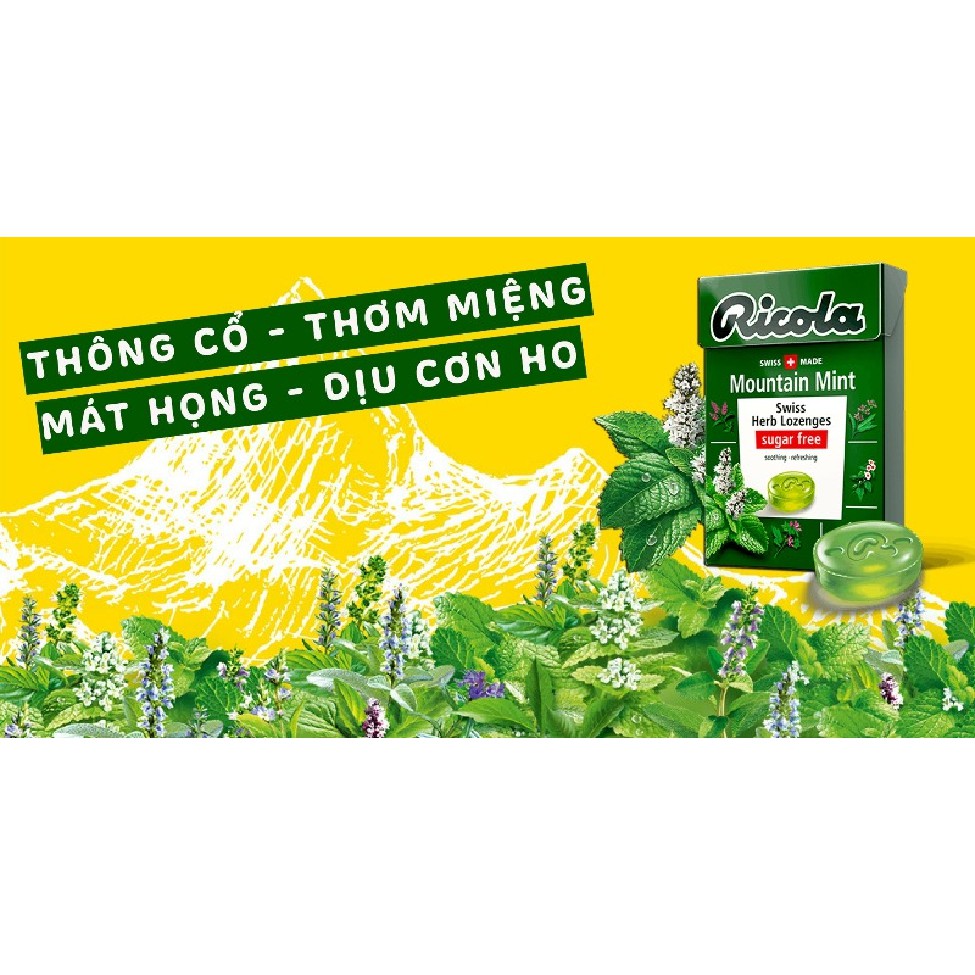 Kẹo thảo mộc bạc hà Mountaint Mint hiệu Ricola 40g