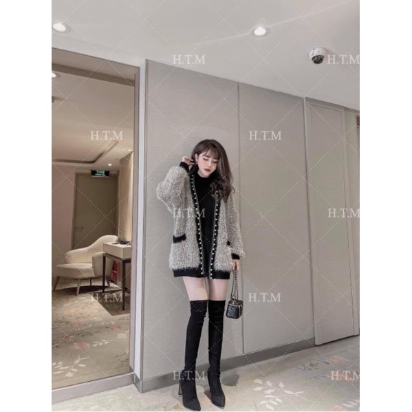 Áo Khoác Cardigan Nữ Ms.0224 Áo Khoác Lông Dáng Dài Phối Viền Ngọc Sang Chảnh, Chất Len Lông | BigBuy360 - bigbuy360.vn