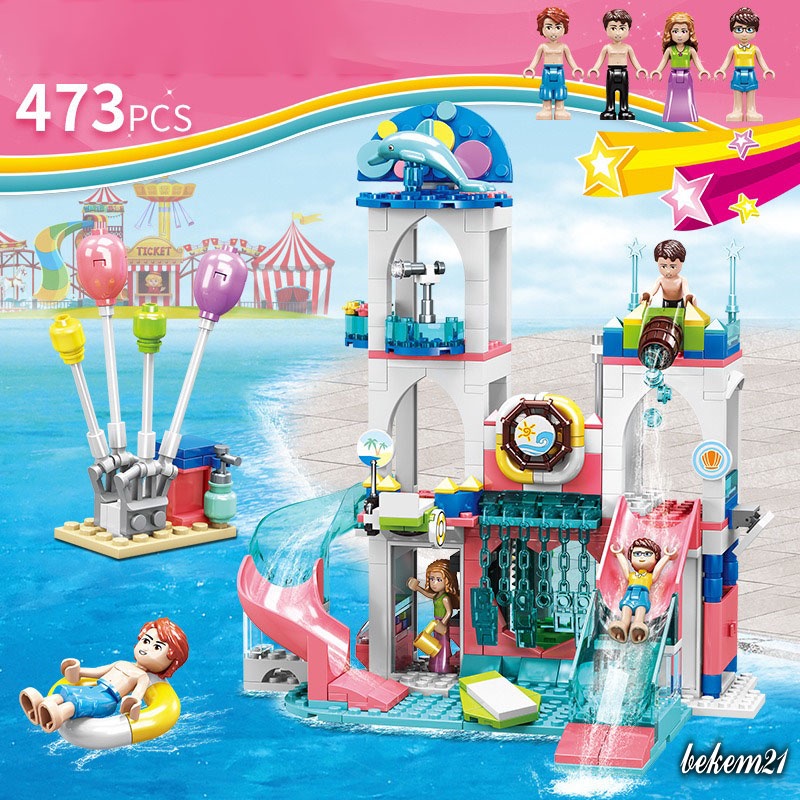 Lego xếp hình con gái Dream Cầu Trượt Bãi Biển Khu Vui Chơi Bãi biển đồ chơi bé gái ghép hình