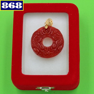 Mặt ngọc bội Tỳ Hưu đôi 3.3 đỏ