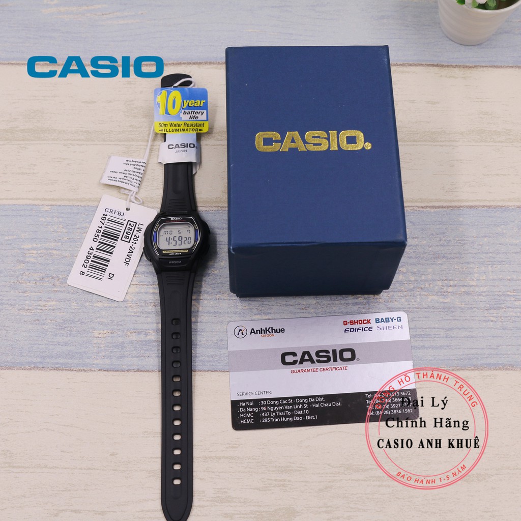 Đồng hồ điện tử nữ Casio LW-201-2AVDF dây nhựa