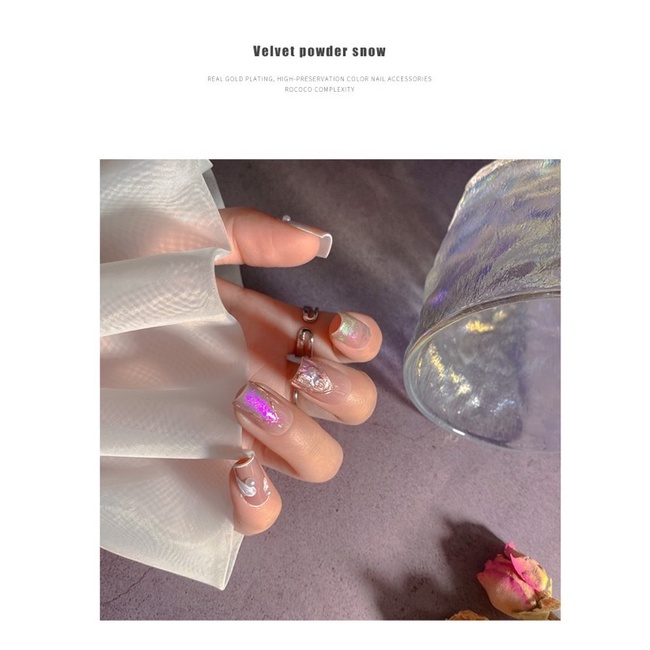Nhũ khổng tước mỏng cao cấp nhũ aurora nail, xà cừ giấy nail