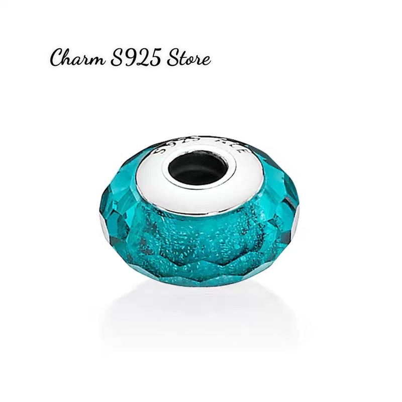 charm pan màu lục lam ánh tuyết bạc s925 cao cấp