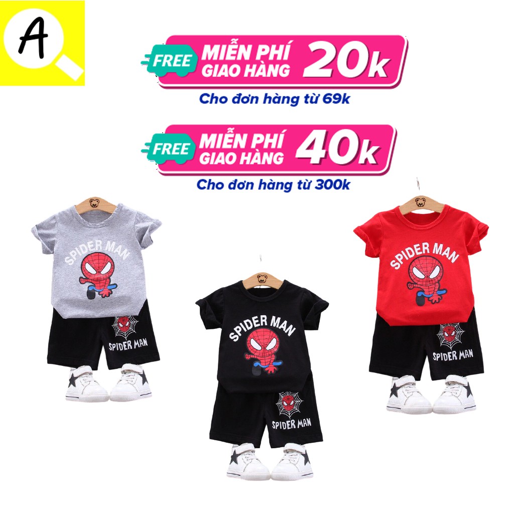 Bộ siêu nhân nhện cho bé | 7-17kg | 100% cotton4 chiều | Mềm mịn thoáng mát | Bộ Spiderman cho bé