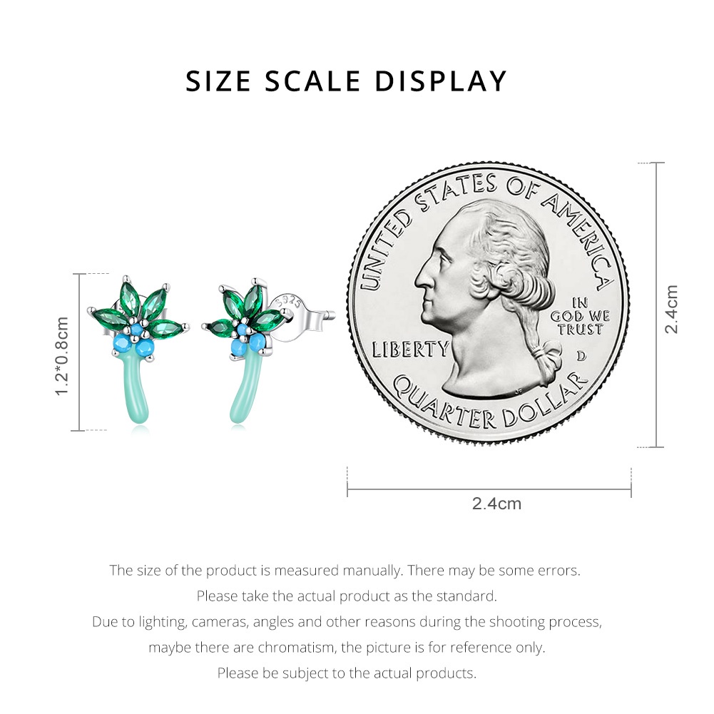 Khuyên tai/ Nhẫn BAMOER bạc 925 đính đá ngọc lam nhân tạo phong cách đơn giản thời trang dành cho nữ