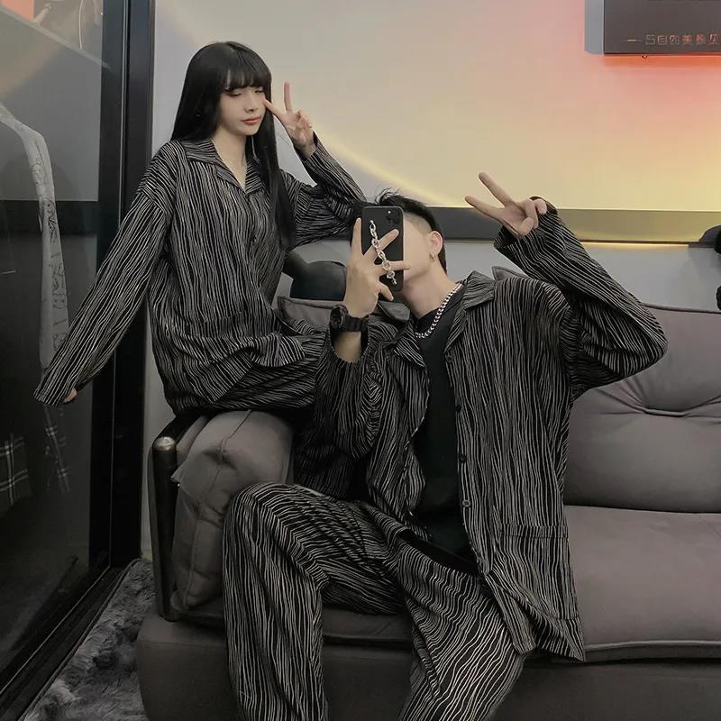 Bộ đồ ngủ cotton tay dài phong cách Nhật Bản thời trang xuân thu dành cho cặp đôi với nhiều loại tùy chọn n2wf