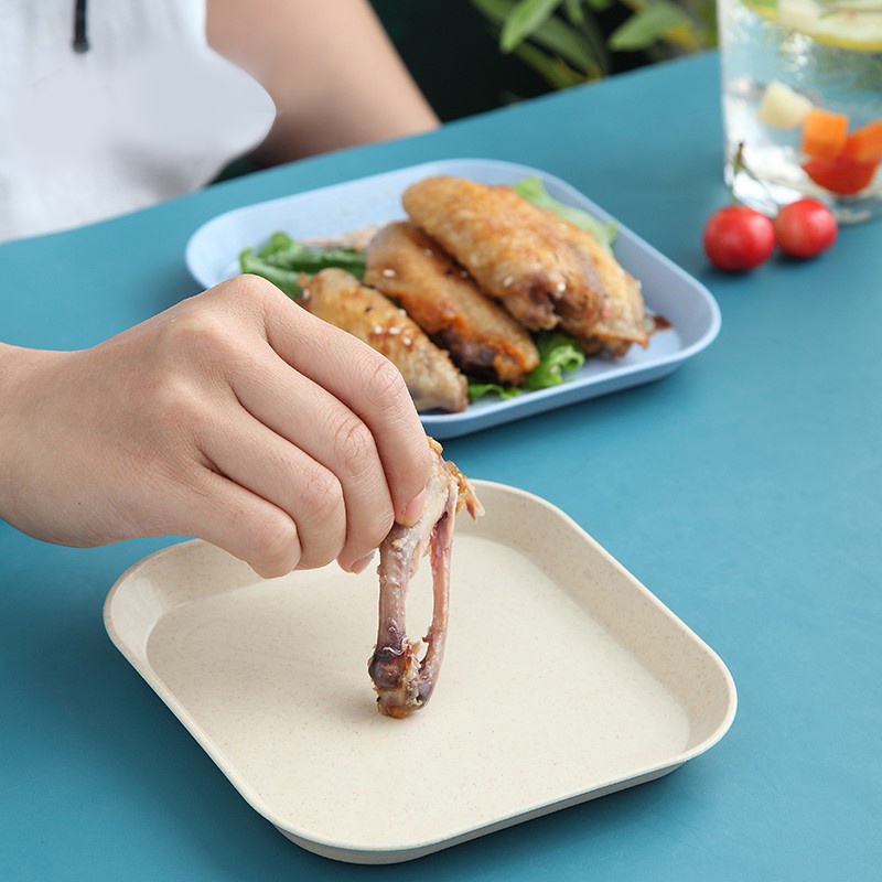 Đĩa Đựng Thức Ăn Hình Vuông Bằng Chất Liệu Rơm Lúa Mì Thân Thiện Với Môi Trường Màu Sắc Đơn Giản