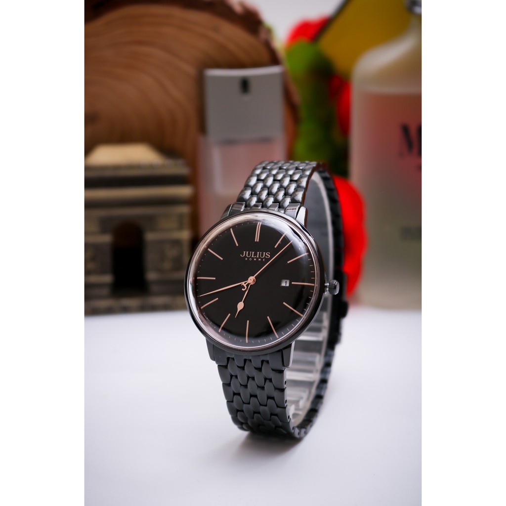 Đồng hồ nam JAH-130D Julius Hàn Quốc dây thép (đen)