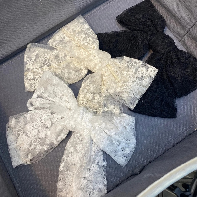 Kẹp Tóc Hình Nơ Phối Ren Thời Trang Cho Nữ