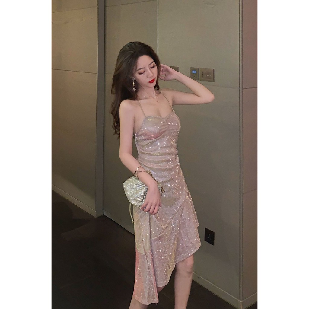 🌸Hàng Order🌸Váy Body 2 Dây Vắt Eo Đuôi Cá Sexy Lấp Lánh 🌸Hàng Quảng Châu