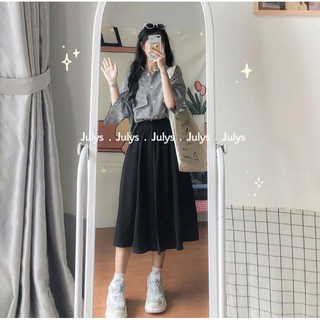 chân váy đũi xếp ly trẻ trung cá tính