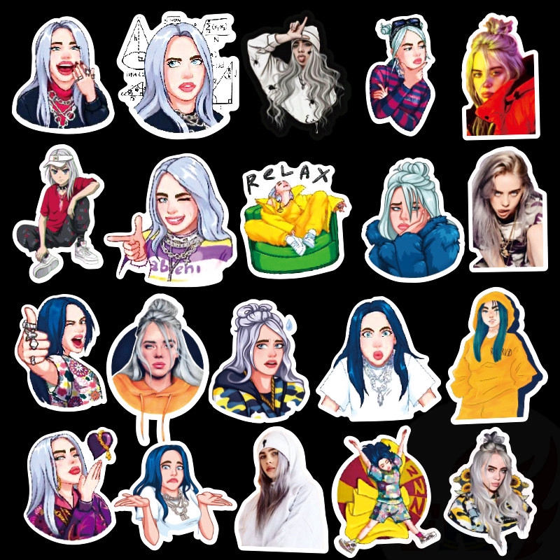 Set 50 đề can dán hỗn hợp hình siêu sao nhạc pop Billie Eilish 03 thời trang tự làm đa dụng