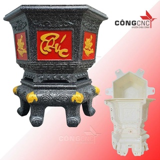 Khuôn chậu lục giác 30 kèm chân đôn kỷ khuôn chậu cảnh abs, khuôn chậu cảnh công cnc, khuôn đúc chậu xi măng