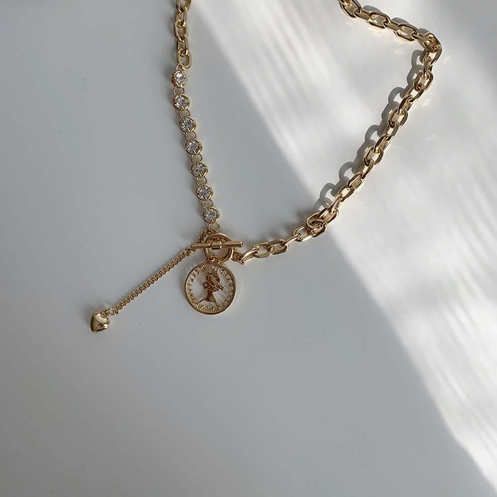 Vòng cổ Mặt Đồng Xu Phong Cách Hip Hop Cho Nữ|Vòng cổ Mặt Trái Tim