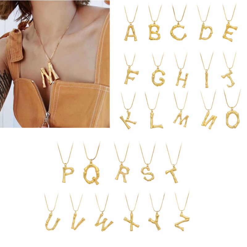 Vòng Cổ Choker Bằng Hợp Kim Mặt Chữ Cái Và Cây Tre Thời Trang Cho Nữ