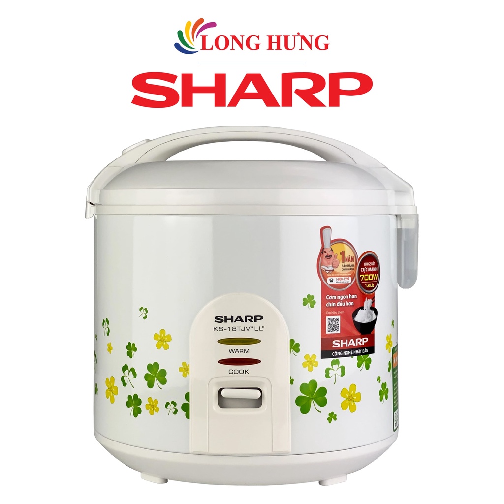 [Mã ELHADEV giảm 4% đơn 300K] Nồi cơm điện nắp gài Sharp 1.8 lít KS-18TJV/&quot;GR&quot;/&quot;LL&quot; - Hàng chính hãng