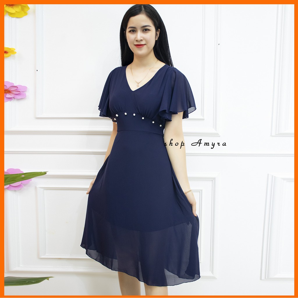 Đầm Dự Tiệc Thiết Kế Cổ Tim Phong Cách Đơn Giản Thanh Lịch Chất Vải Voan 2 Lớp Cao Cấp D9 | BigBuy360 - bigbuy360.vn