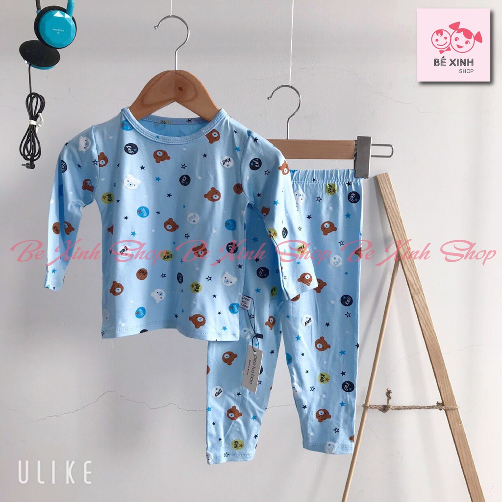 Áo quần dài tay cho bé gái bé trai Peekaboo [Sale Sốc] đồ ngủ cotton DÀI TAY bé trai gái đồ em bé hình con thú GẤU KELI