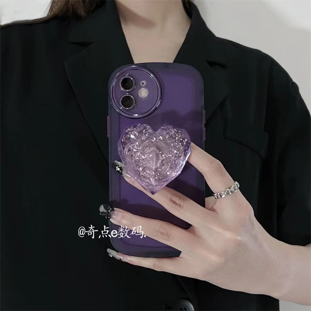 Ốp Điện Thoại Hình Tròn Kèm Giá Đỡ Phấn Cho Iphone 12 pro max 13 13 pro max11 pro max xs max xr x 7plus