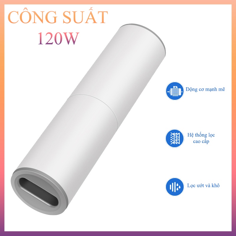 Máy Hút Bụi Khử Mùi Ô Tô công Suất 120W, dung lượng pin 2000mAh, sạc USB tiện lợi - K1194