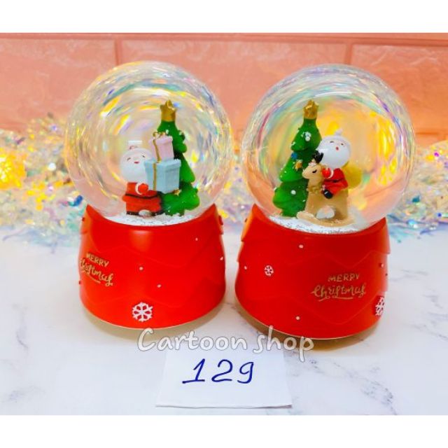 Quả Cầu Tuyết Noel 12cm Có Đèn Và Nhạc - Quà Tặng Giáng Sinh