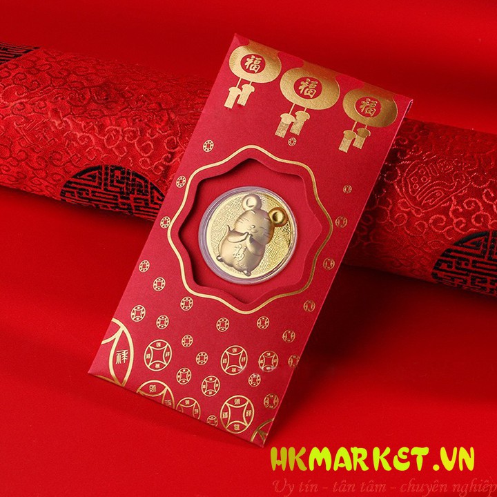 Bao Lì Xì Con Chuột Mạ Kim Loại Vàng 2020