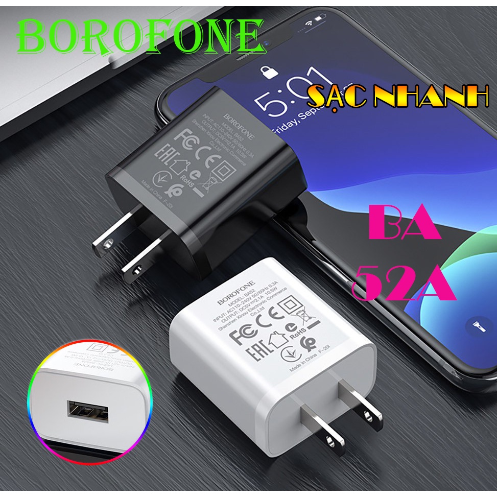 (Mới) Cốc Sạc Nhanh 2.1 A Borofone Ba52a Chính Hãng Bh 1 Năm
