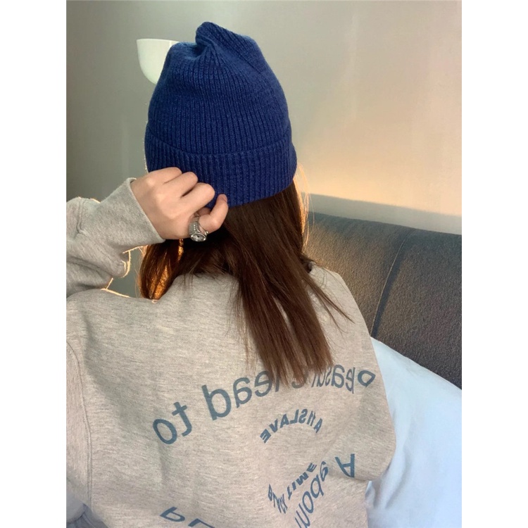 QKOOLE  Áo Hoodie Tay Dài Cổ Tròn In Họa Tiết Phong Cách Hàn Quốc Cho Nữ