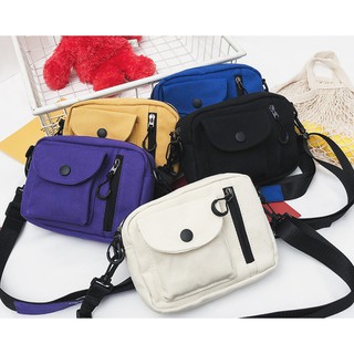 Túi đeo chéo Mini vải tote canvas Unisex nam nữ nhiều ngăn cá tính - phuishop
