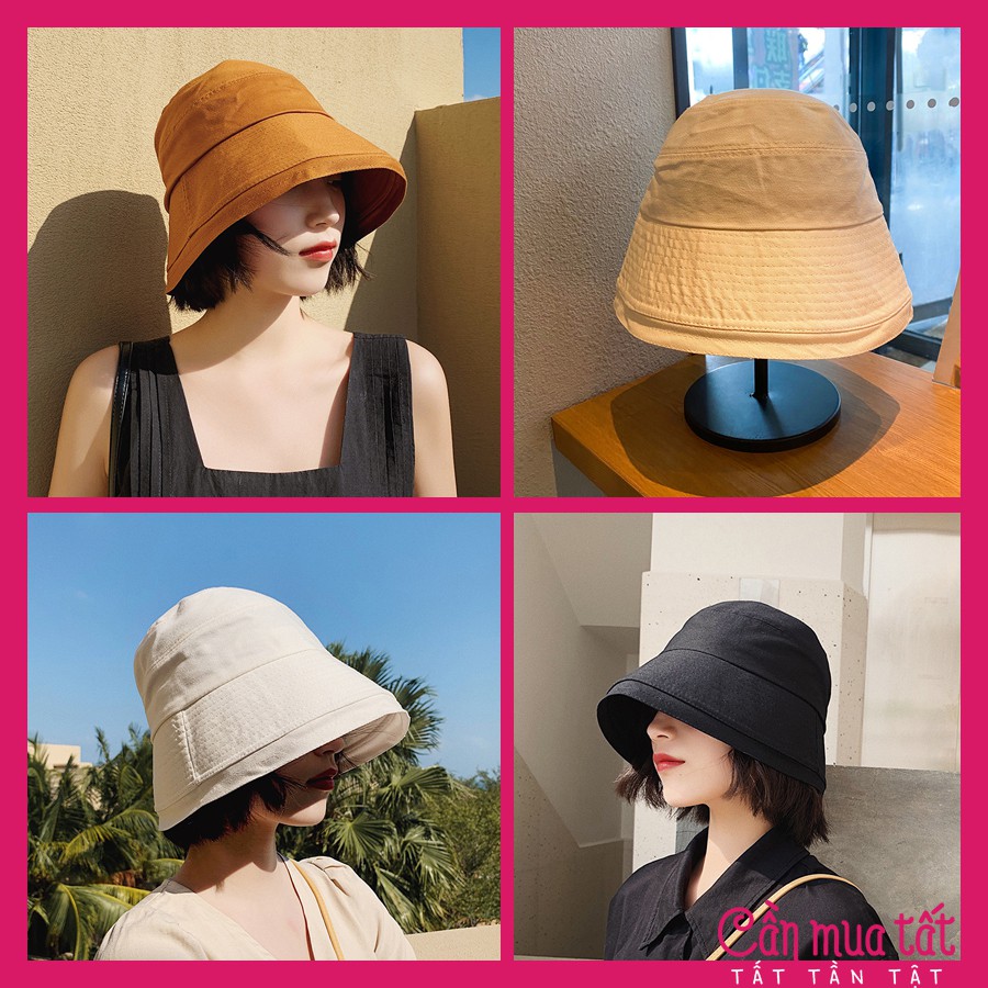 Nón bucket nữ trơn màu, mũ bucket vành cụp đi biển cao cấp, mũ nón bucket xinh xắn 2021