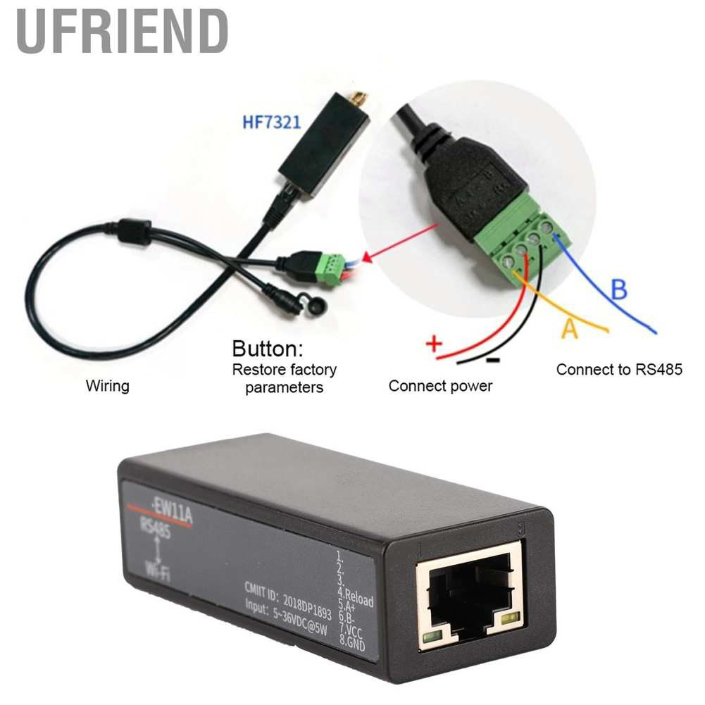 Ufriend Serial Server RS485 to WIFI External Antenn Wireless Communication Module HF7211‑0 5‑36V