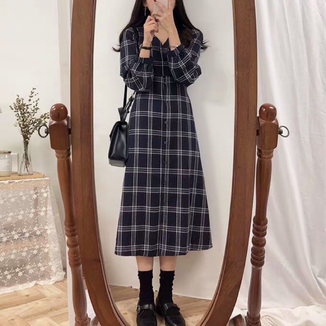 ĐẦM CARO VINTAGE GIÁ RẺ HÀN QUỐC / CÓ ẢNH THẬT
