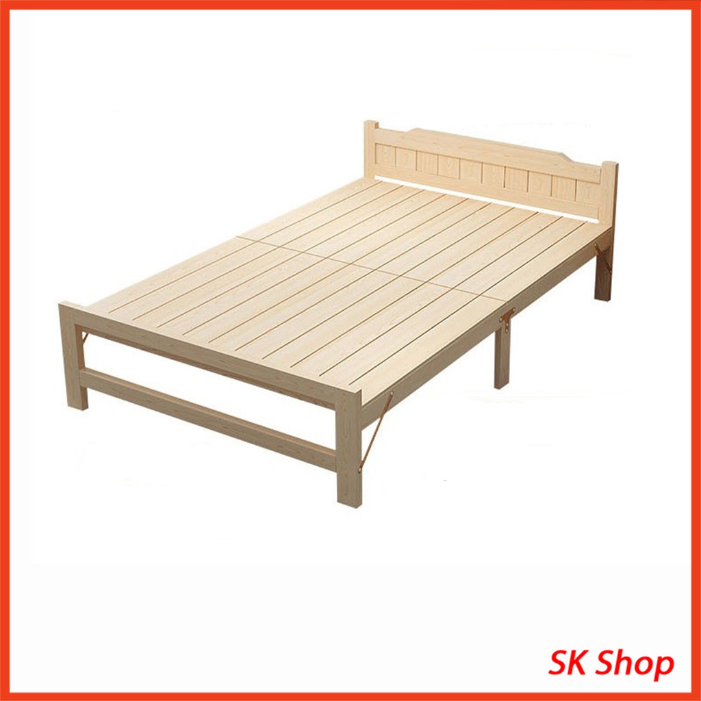 Giường xếp gỗ thông 1m5 [Ảnh thật] tặng kèm đệm , giường gỗ xếp gọn , giường đôi