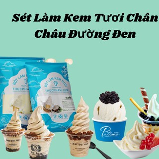 💖BAO NGON💖 Set Bột Làm Kem Tươi Trân Châu Đường Đen Cho 1,8 KG Kem Kèm Công Thức Dễ Làm