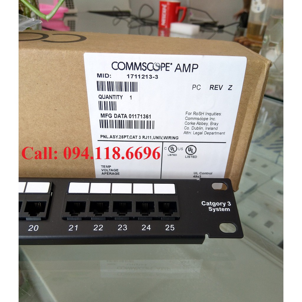 Thanh quản lý Cáp ngang 1U CommScope/AMP mã 1427632-1 dành cho tủ mạng, tủ rack