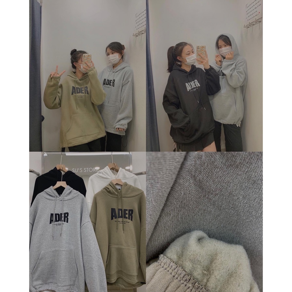 Áo hoodies form rộng dây rút dưới chữ Ader A2052 SUSTORE