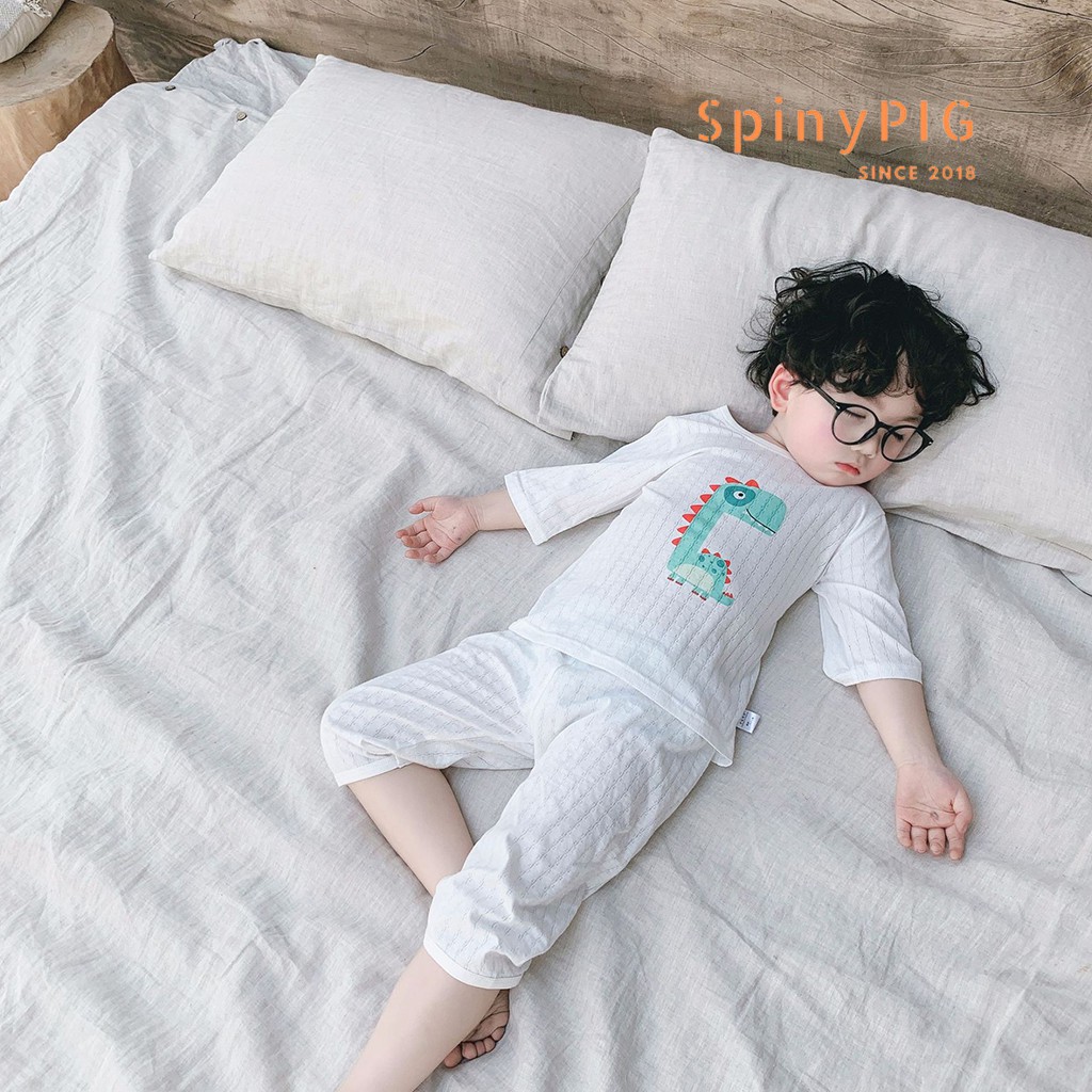 Bộ quần áo lửng mặc ở nhà cho bé 0-4 tuổi hè thu 100% cotton thoáng mát