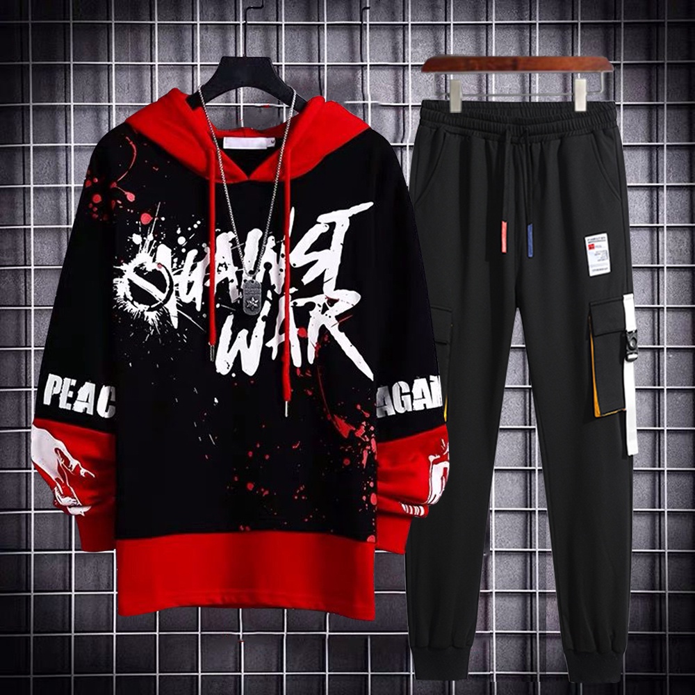 Bộ Đồ Áo Hoodies Nỉ Nam WAR Dài Tay Có Mũ Kết Hợp Quần Jogger Túi Hộp Bo Gấu SET NAM 90000187