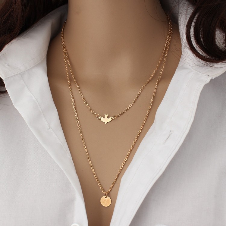 Ins Fashion Coin Pendant Necklace Multi Layer Gold Chain Necklaces