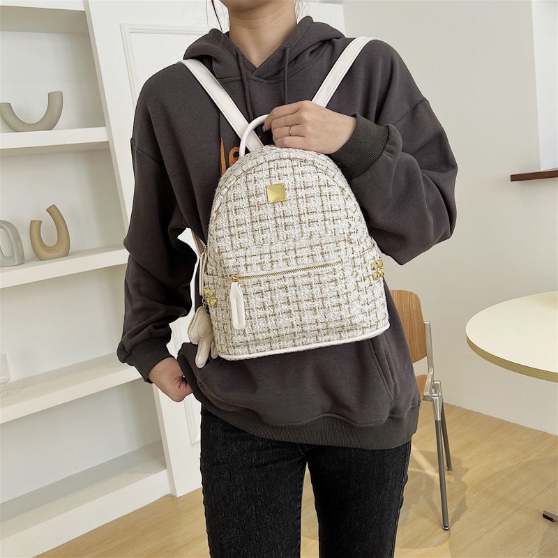 Balo mini Nữ Thời Trang Cao Cấp VINTAGE Đi Học Giá Rẻ Balo vải kẻ caro phong cách hàn quốc