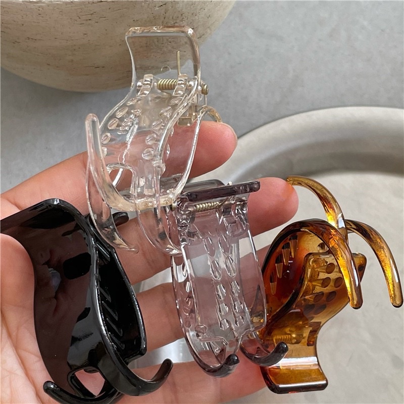 Kẹp tóc càng cua 3 răng, 5 răng, màu đơn giản trơn nhám