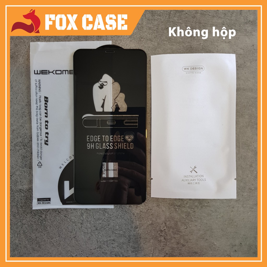 Cường lực iPhone 12, 12 Mini, 12 Pro, 12 Pro Max KINGKONG siêu cứng, hộp sắt chính hãng WK chống bám vân tay - Fox Case
