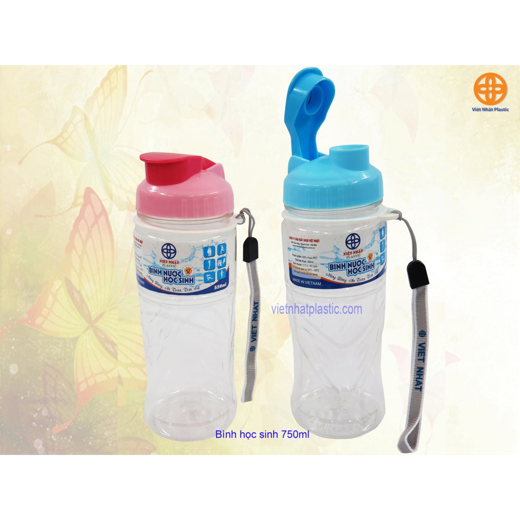 Bình nước nhựa Kanemo Việt nhật Bình học sinh 550ml - 750ml - 900ml bình nước nhựa học sinh