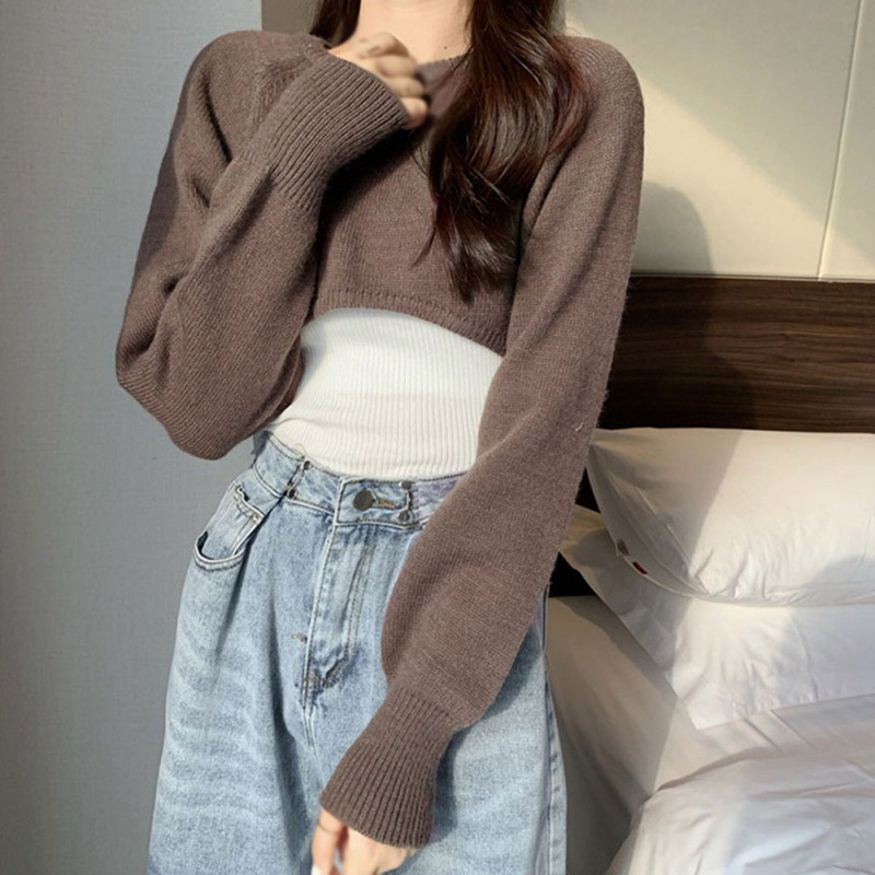 Áo Sweater Dệt Kim Phong Cách Retro Xinh Xắn Cho Nữ