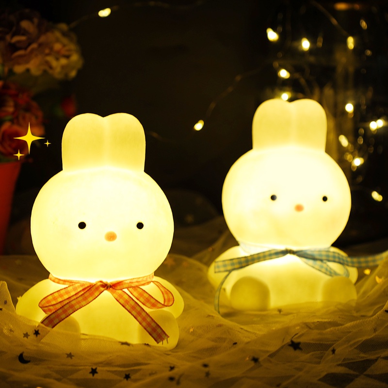 Đèn Ngủ LED Hình Thỏ 3D Sáng Tạo Chạy Pin Trang Trí Phòng Ngủ Cho Bé