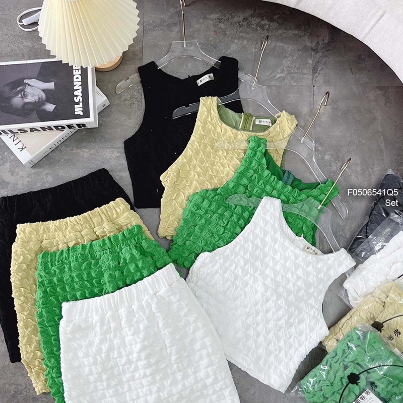 Set xốp áo croptop chân váy hàng chuẩn