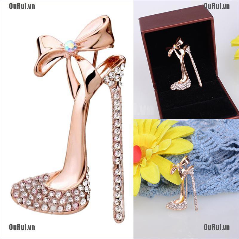 Ghim Cài Áo Hình Giày Cao Gót Đính Đá Dễ Thương